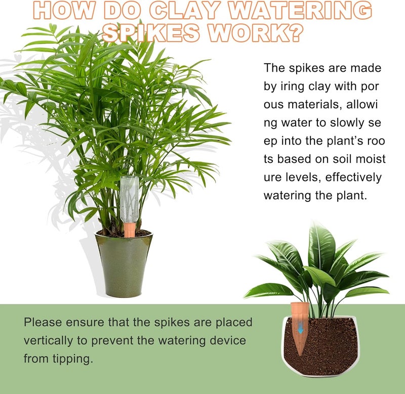 Lsed 16 Pack Terracotta Plant Waterers - Self Watering Spikes and Watering Stakes for Automatic Watering, Slow Release Watering Devices for Vacation Plant Watering, Ideal for Indoor & Outdoor Plants - Image 4